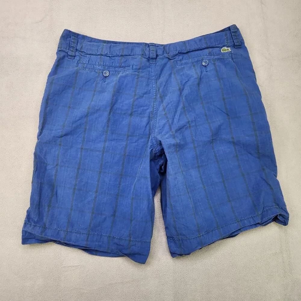 Lacoste Shorts Men's 34 Blue Check Cotton 10